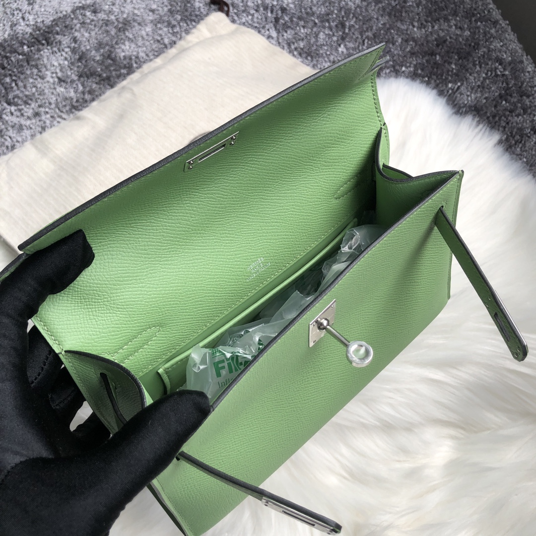 에르메스 미니 켈리백22 아보카도그린 은장